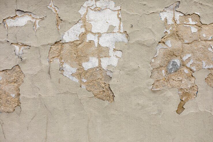 peeling paint+cracked wall